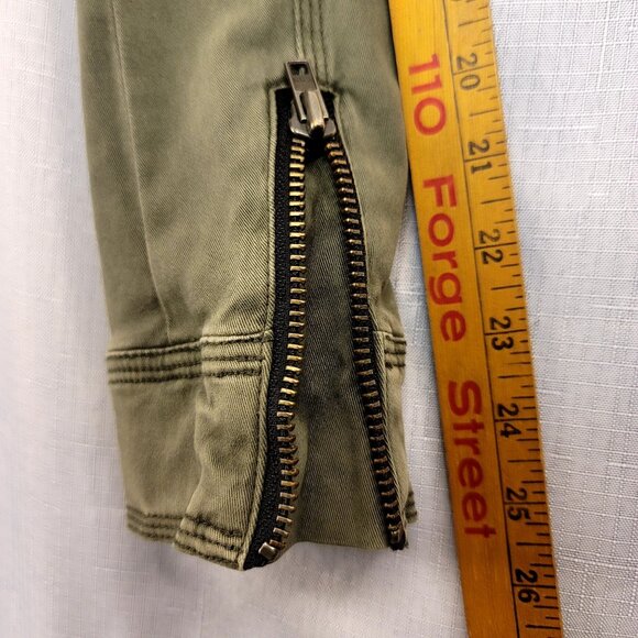 Michael Stars Small Olive Green Cotton Blend Military Shirt Jacket Zip Utility - Picture 9 of 13
